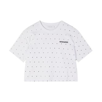 Patrizia Pepe Patrizia Pepe, T-Shirts, female, White, Size: XS T-shirt in jersey di cotone con applicazione strass