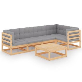 vidaXL Vidaxl - Muebles De Jard&iacute;n 6 Piezas Con Cojines De Madera De Pino Maciza