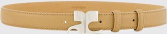Courr&egrave;ges Adjustable Leather Belt with a Metallic Monogram Buckle