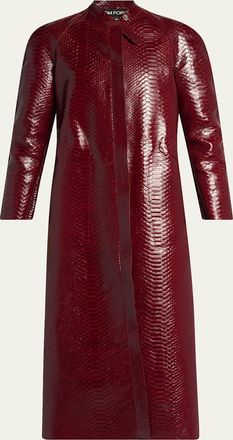Tom Ford Snake-Embossed Leather Long Coat