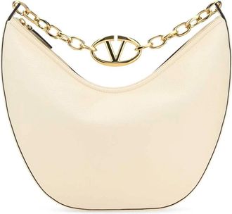 Valentino Garavani VLogo Moon Hobo Tas - Dames - Handtassen - Wit - ONE Size - Leer - Tassen
