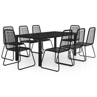 vidaXL Set De Comedor De Jard&iacute;n De 9 Piezas Pvc Rat&aacute;n Negro Vidaxl