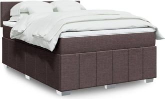 vidaXL Vidaxl - Cama Box Spring Con Colch&oacute;n Tela Marr&oacute;n Oscuro 140x200 Cm