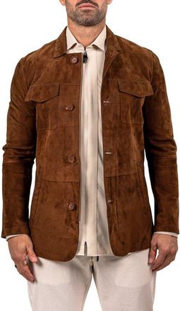 Maceoo Slim Fit Lambskin Suede Jacket in Brown at Nordstrom, Size 3