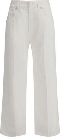 Brunello Cucinelli Brunello Cucinelli, Wide Trousers, female, White, Size: M Classic Cotton Pants