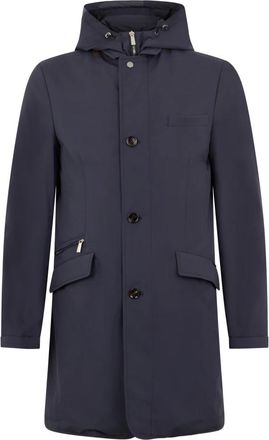 Moorer Elegante Jas met Capuchon - Heren - Mantel - Blauw - M - Polyester - Jassen