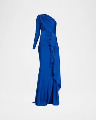 La Petite Robe Di Chiara Boni Serina One-Shoulder Draped Jersey Gown