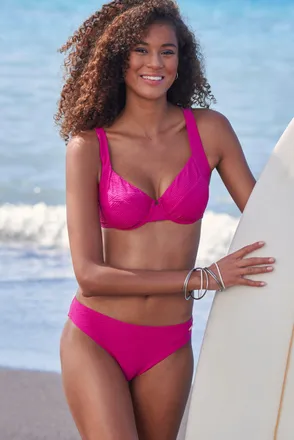 Sunseeker Bikini-Hose SUNSEEKER Loretta, Damen, Gr. 32, N-Gr, pink, Polyamid, Strukturmuster, unifarben, Badehosen Bikini-Hose, mit Strukturmuster