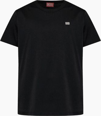 Diesel Mens T-Meigor Mercerised Logo Black T-Shirt - Size: 38