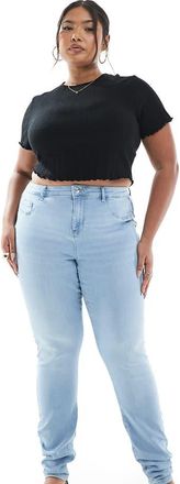 Only ONLY Curve push-up skinny jeans in light blue