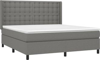 vidaXL Vidaxl - Cama Box Spring Colch&oacute;n Y Luces Led Tela Gris Oscuro 180x200 Cm