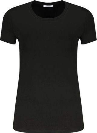 Patrizia Pepe Zwart T-shirt met korte mouwen en strass - Dames - T-shirts - Zwart - XS - Katoen - Tops