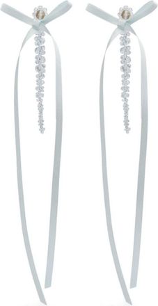 Simone Rocha bow-detailed earrings - women - Fabric/Gold Plated Brass/glass - One Size - White