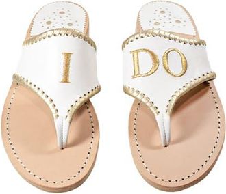 Jack Rogers Embroidered I Do Thong Sandal in White/platinum/plati at Nordstrom, Size 5.5
