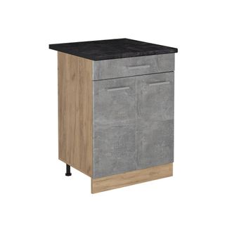 Vicco Mueble Bajo De Cocina R-line, Hormig&oacute;n/roble Dorado, 60 Cm Con Caj&oacute;n Encimera Antracita, Vicco