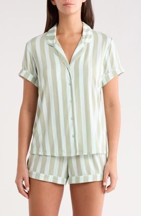 Nordstrom Moonlight Eco Short Pajamas in Green Desert Porto Stripe at Nordstrom, Size X-Small