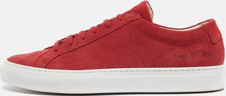 Common Projects Red Suede Achilles Low Top Sneakers