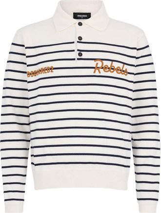 Dsquared2 Long-Sleeve Polo Shirt with Classic Stripe Pattern