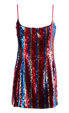 Halpern Red Striped Sequin Mini Dress Size XS