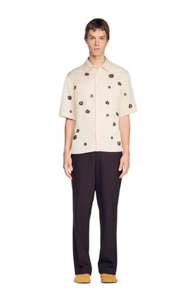 Sandro Loose-fit floral shirt in Ecru at Nordstrom, Size Xx-Large