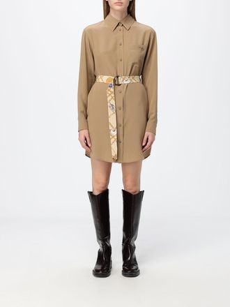 Burberry Silk Mini Shirt Dress with Classic Collar and Waist Belt