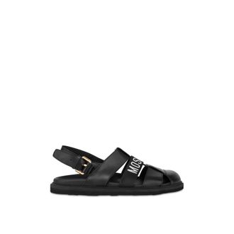 Moschino Flat Sandals, male, Black, Size: 12 US Sandalo Adrian
