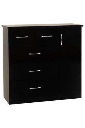 Seconique Nevada 5 Drawer Low Wardrobe in Jet Black