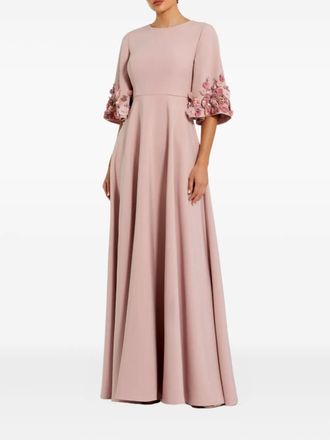 Mac Duggal Abito lungo a fiori - Rosa