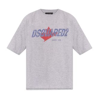 Dsquared2 Tops, Heren, Grijs, XL, Katoen, T-shirt met logo