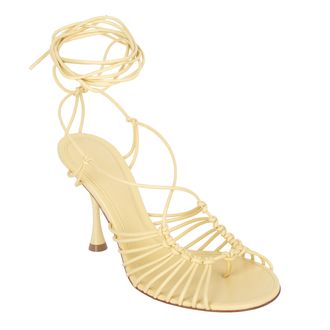 Bottega Veneta Womens Dot Leather Sandals Beige - Black Lambskin - Size 37.5 EU/IT