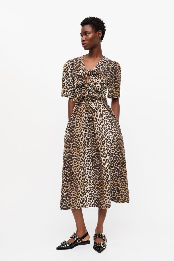 Mixed Leopard Printed Cotton Dress - Size 34 Organic
