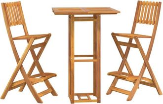 vidaXL 3 Piece Outdoor Bar Set Solid Wood Acacia vidaXL