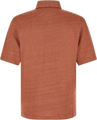 Brunello Cucinelli Linen-Cotton Jersey Polo Shirt - Orange