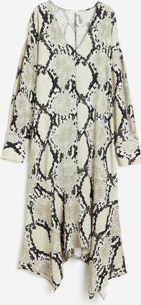 H&M Gemustertes Viskosekleid - Beige/Schlangenmuster