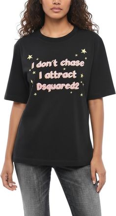 Dsquared2 Black Graphic Crew Neck T-Shirt
