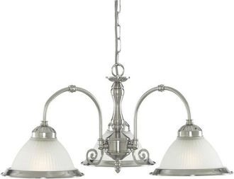 Searchlight Searchlight American Diner - 3 Light Multi Arm Multi Arm Ceiling Pendant Satin Silver, Acid Ribbed Glass, E27