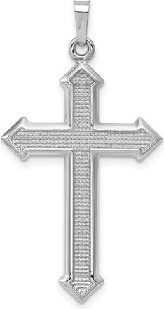 Diamond2Deal 14k White Gold Polished Textured Cross Pendant