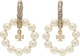 Tory Burch Moondance Faux Pearl Hoop Earrings at Nordstrom