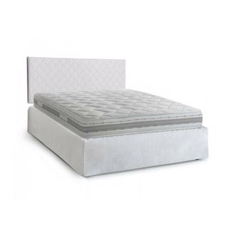 Talamo Italia Dmora - Cama Matrimonial Dberish, Juego De Cabecero En Ecopiel Con Base Ortop&eacute;dica Y Cenefa, 100% Made In Italy, Con Colch&oacute;n Incluido, Cm 160x190, Bla