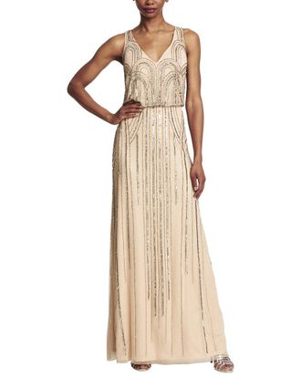 Adrianna Papell Beaded Blouson Art Nouveau Gown