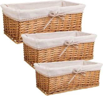 Wanderlust Deco Wanderlust Deco - Set 3 Cestos De Mimbre Forrados Marrones