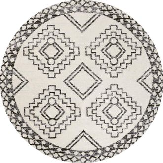 Jonathan Y Designs Amir Moroccan Beni Souk Round Area Rug in Cream/black at Nordstrom, Size 3Ft 0In X 3Ft 0In