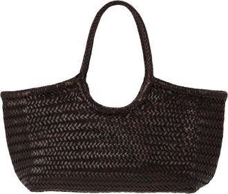Dragon Diffusion Spacious Woven Leather Tote Bag with Braided Detailing