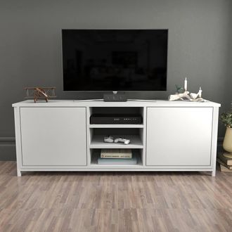 Decorotika Otis TV Stand, TV Unit for TVs up to 63 inch in White