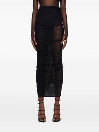 MUGLER Abito monospalla semi trasparente - Nero