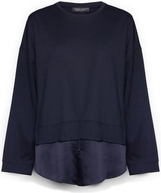 Elena Miro Sweatshirt met gelaagd effect - Dames - Sweatshirts - Blauw - 2XL - Nylon - Hoodies & sweatvesten