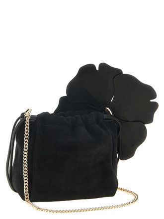 Pinko Flower Suede Clutch - Black