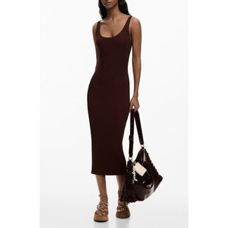 Desigual Rib Tank Dress in Brown at Nordstrom, Size X-Large
