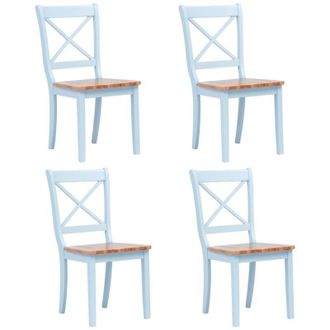 vidaXL Sillas Comedor 4 Uds Madera Maciza Caucho Gris Y Madera Claro Vidaxl