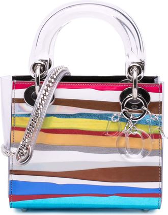 Dior Pre-owned Womens Caro Mini Bag Striped Design - Blue - One Size